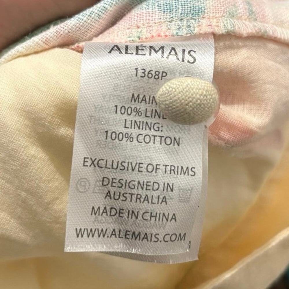 Alemais 100% Linen Cream Floral High Waisted Shorts Size US 6 AU 10 - Picture 8 of 9